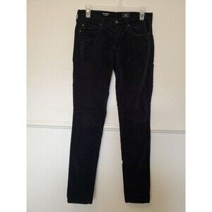 AG Adriano Goldschmied The Legging Super Skinny Ankle Black Size 26R Suede Jeans